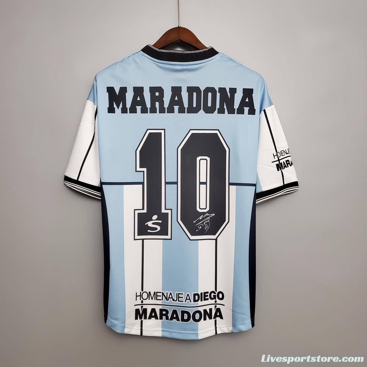 Retro 2001 Argentina Maradona #10 Commemorative Edition Soccer Jersey