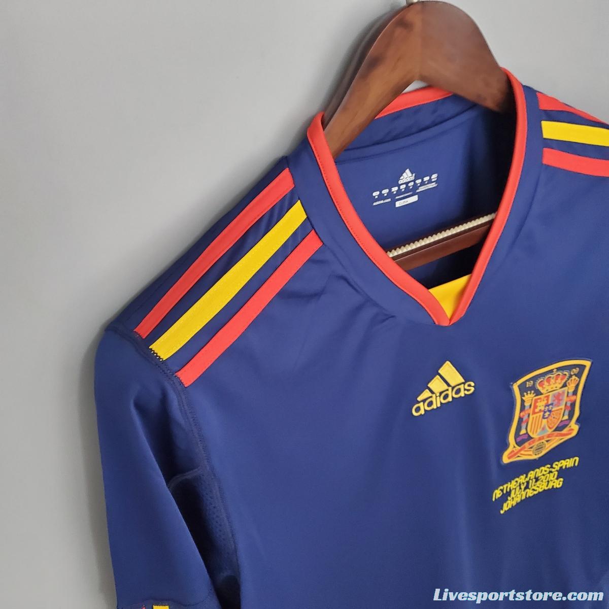 Retro long sleeve Spain 2010 away Soccer Jersey