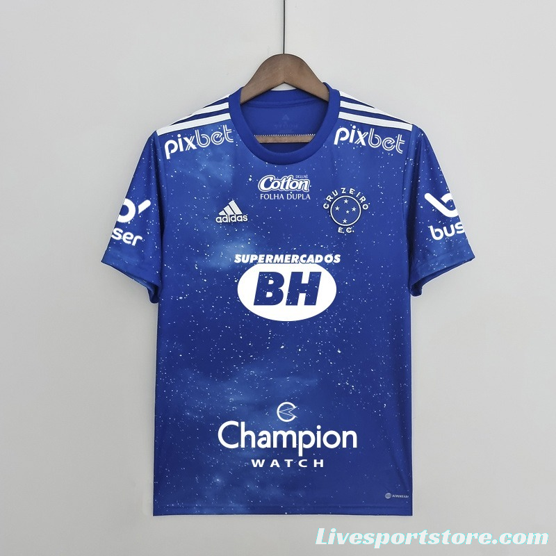 22/23 all sponsors Cruzeiro home Soccer Jersey