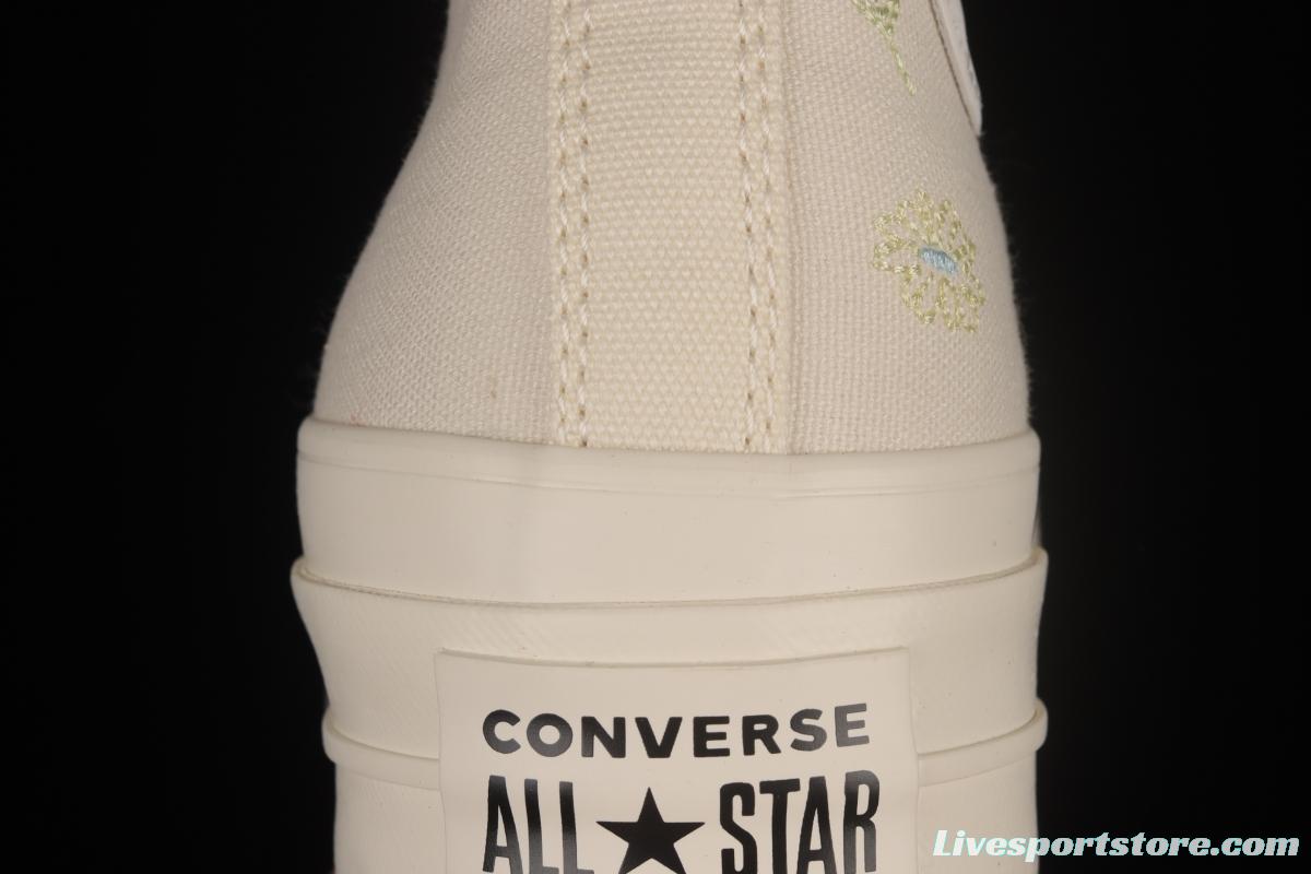 Converse All Star Lift Embroidered Flowers Platform Shoes A01586C