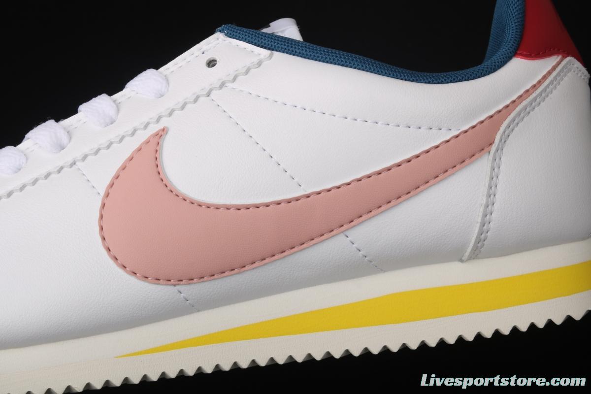 NIKE Classic Cortez Leather Forrest Gump fresh white powder matching leather running shoes 807471-114