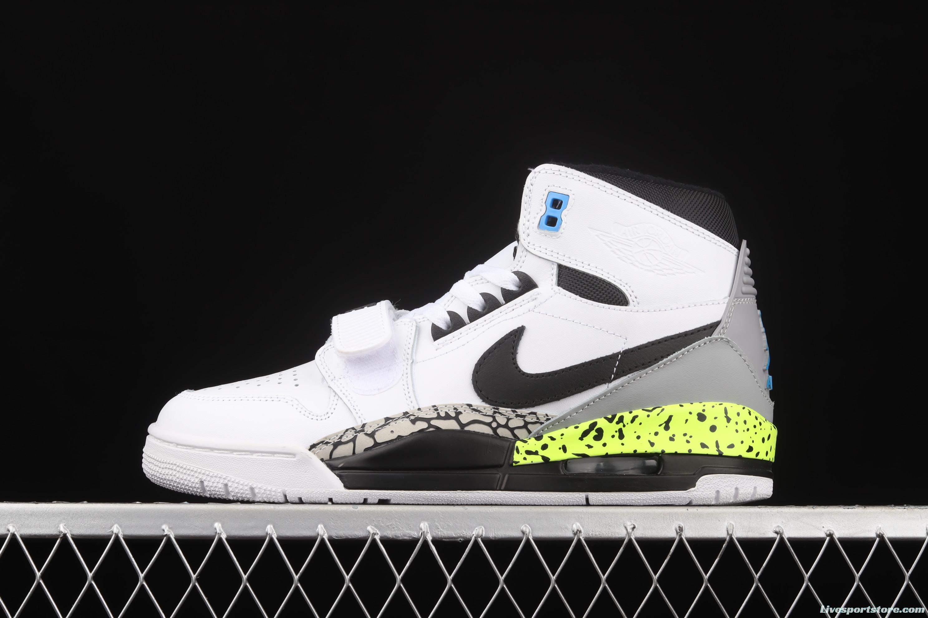 Jordan Legacy 312White and black ink spray green Velcro three-in-one board shoes AV3922-107,