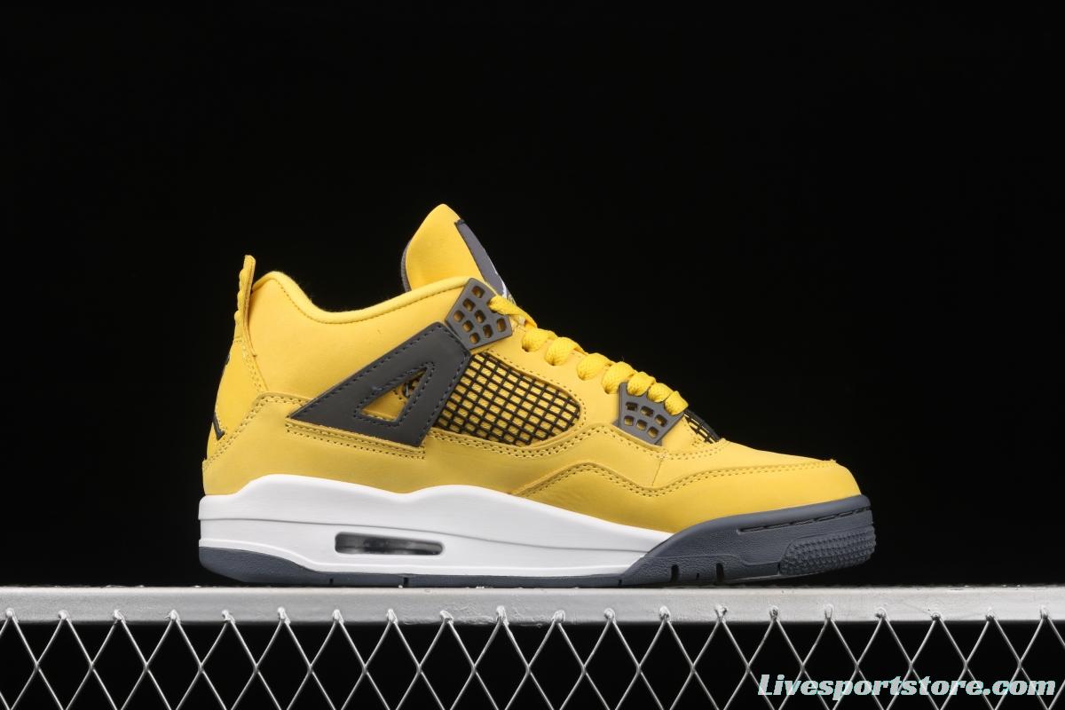 Air Jordan 4 Lightning repeated engraving of white and yellow electric masterbatch basketball shoes CT8527-700