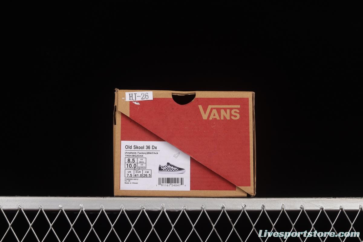 Vans Old Skool DX Anaheim black and white checkerboard old dirty low-top shoes VN0A38G2OAK