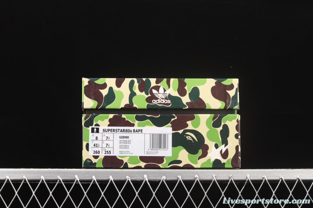 BAPE x Adidas Superstar 80s GZ8980 Darth ape-man co-named shell full head casual board shoes