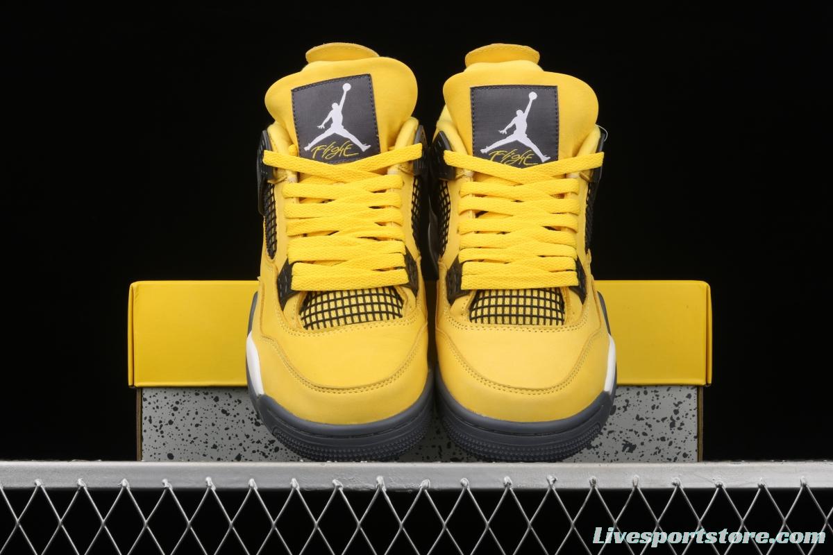 Air Jordan 4 Lightning repeated engraving of white and yellow electric masterbatch basketball shoes CT8527-700