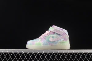 NIKE Air Force 1: 07 Mid WB dazzling ribbon lamp state size Kids 314197-8700