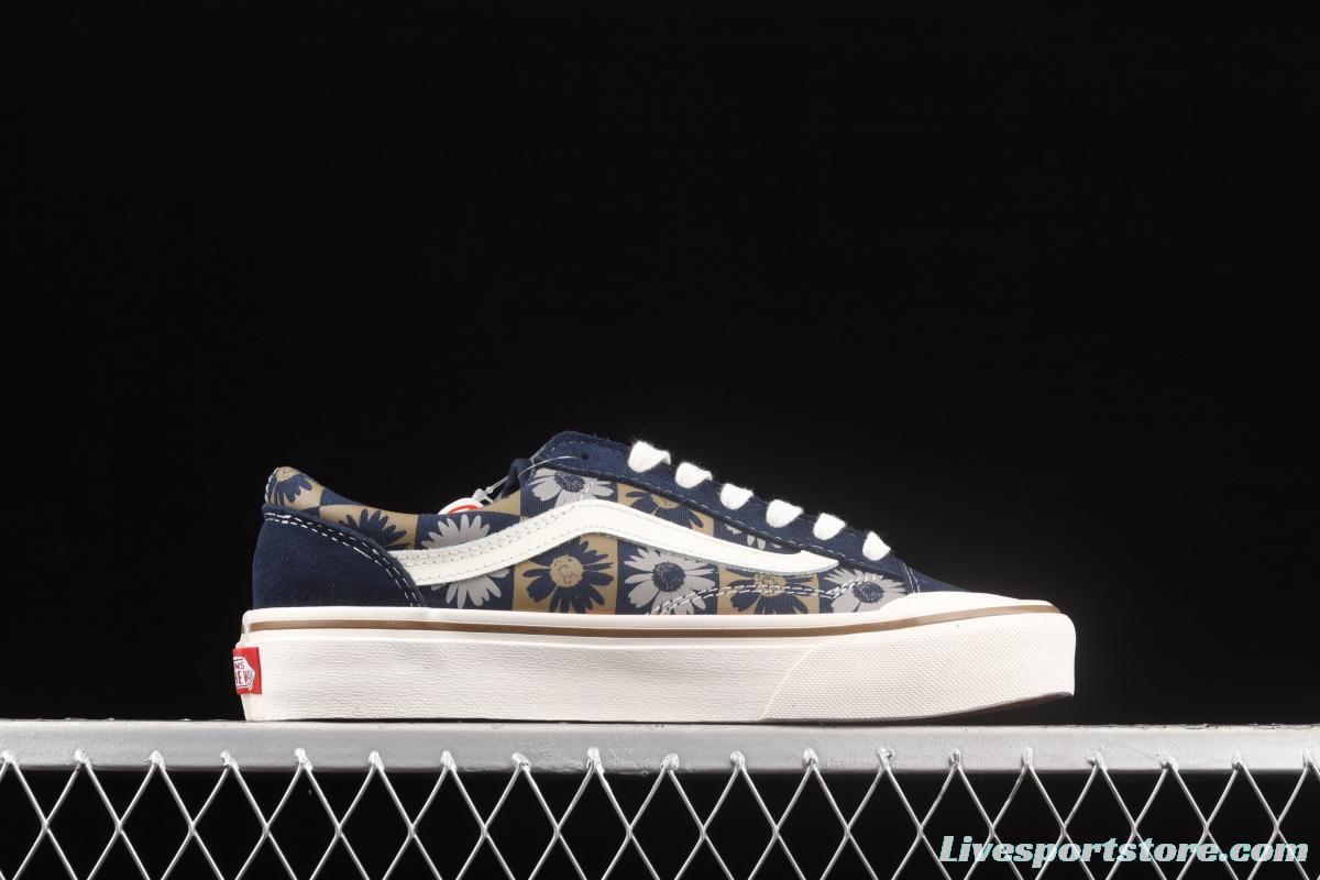 Vans Old Skool Silent Blue fun Sunflower printed low-top Leisure Board shoes VN0A6WKT6QS