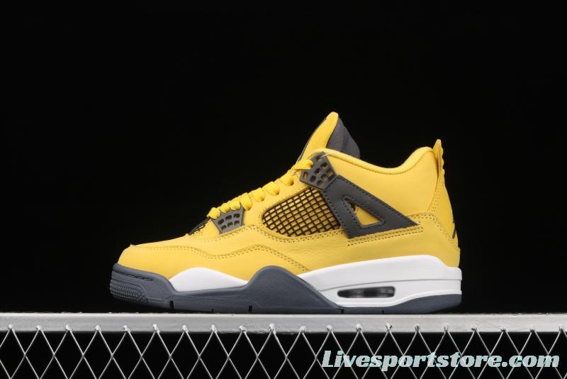 Air Jordan 4 Lightning repeated engraving of white and yellow electric masterbatch basketball shoes CT8527-700