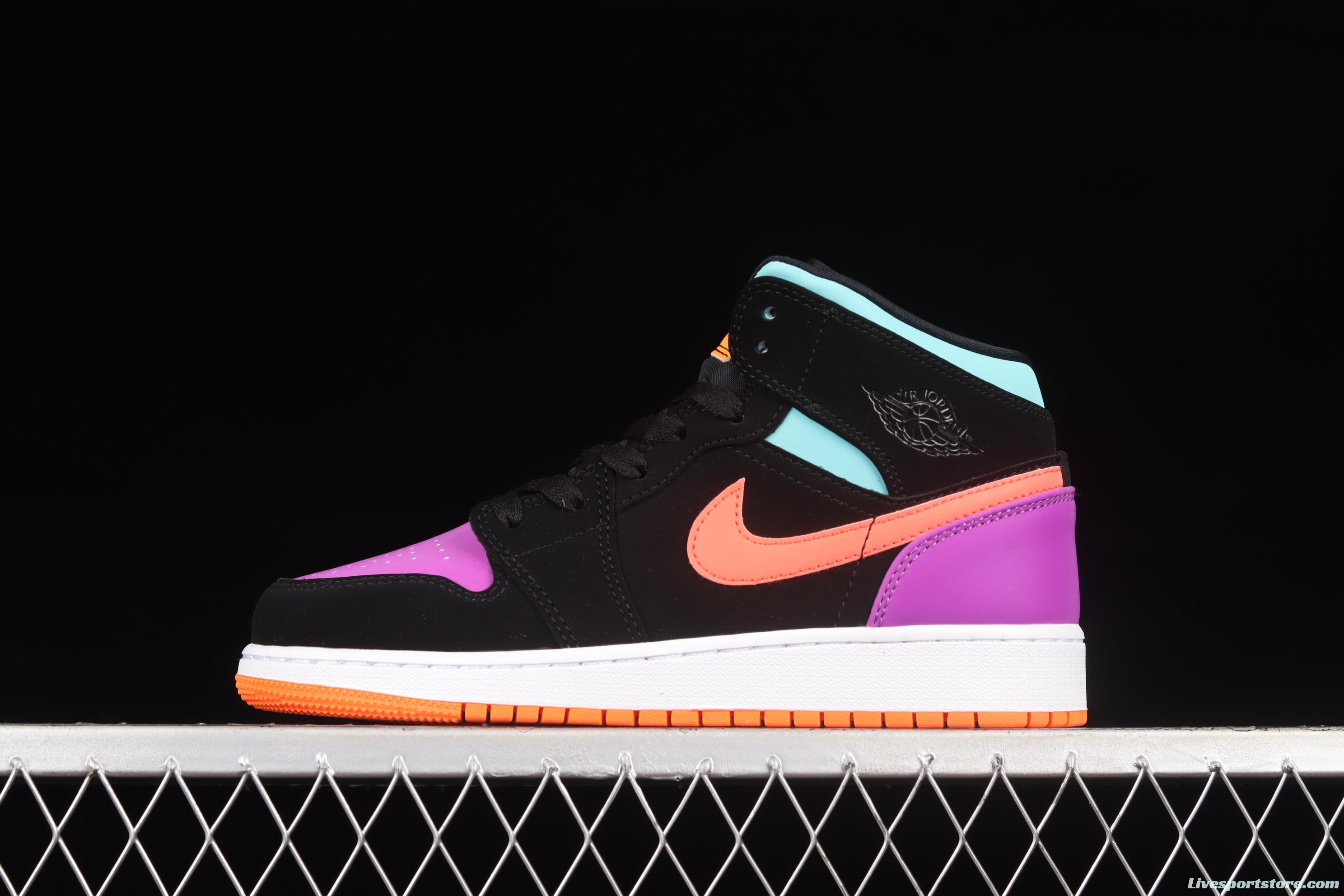 Air Jordan 1 Mid candy mandarin duck 3m reflective matching basketball shoes 554725-083