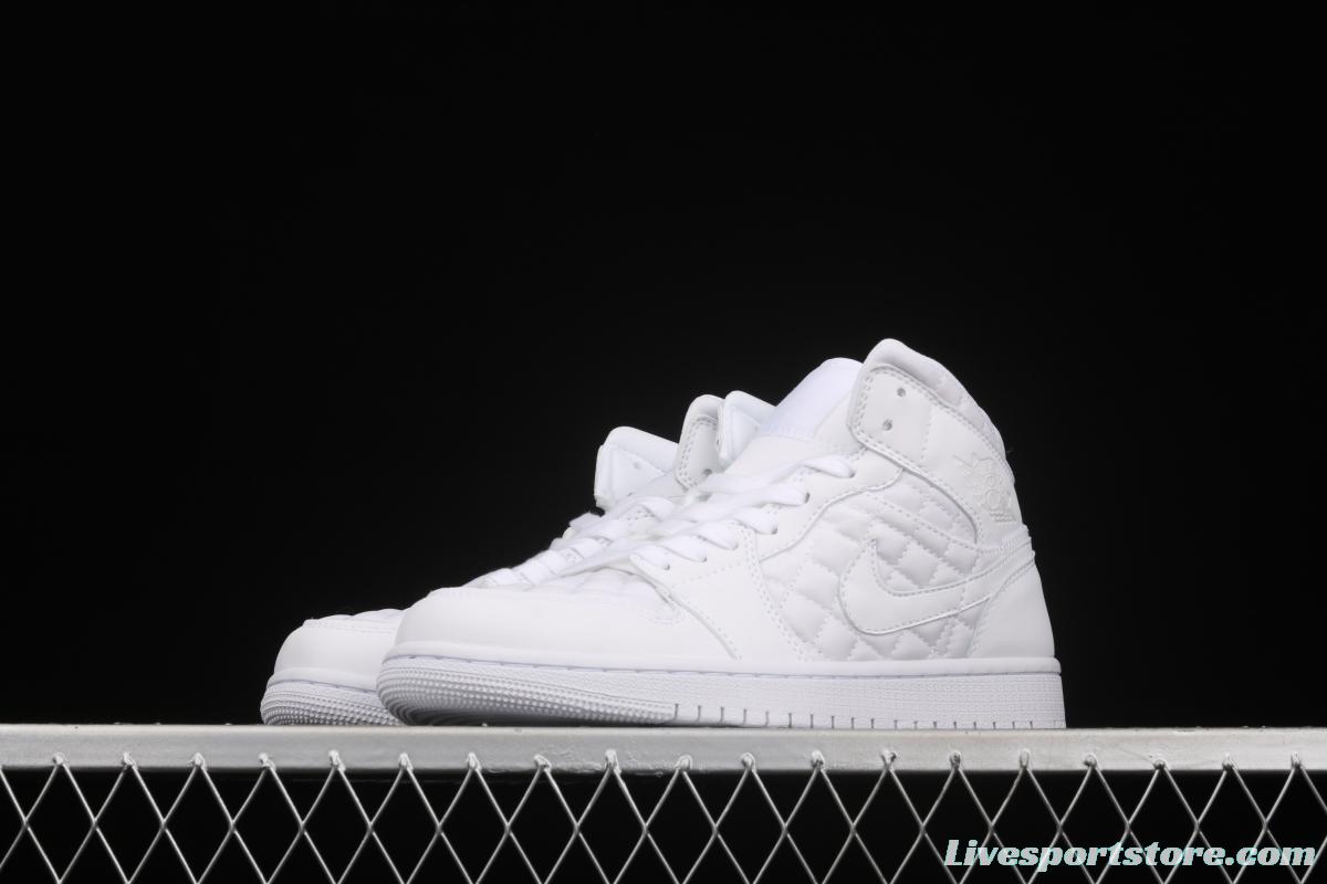 Air Jordan 1 Mid Quilted White Little Chanel Leisure Sport Board shoes DB6078-100