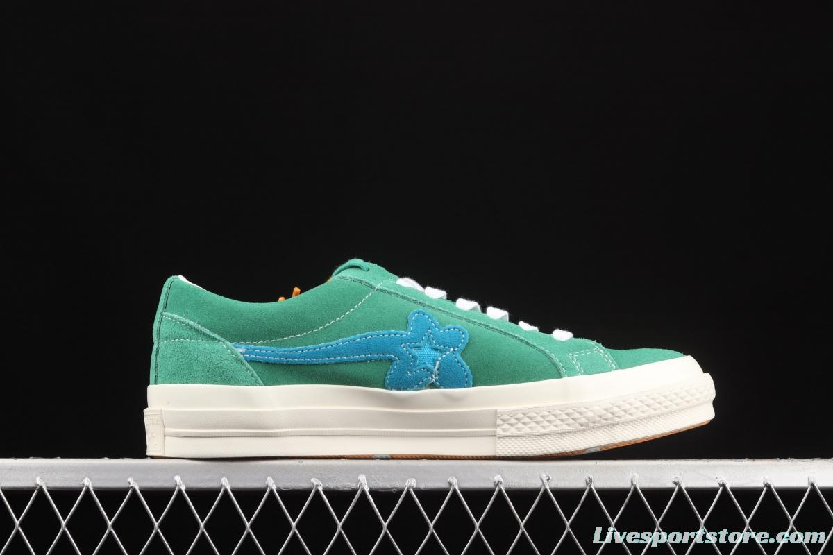 Creator x Converse One Star Ox Golf Le Fleur TTC co-signed green floret 2.0 suede low upper shoes 160322C