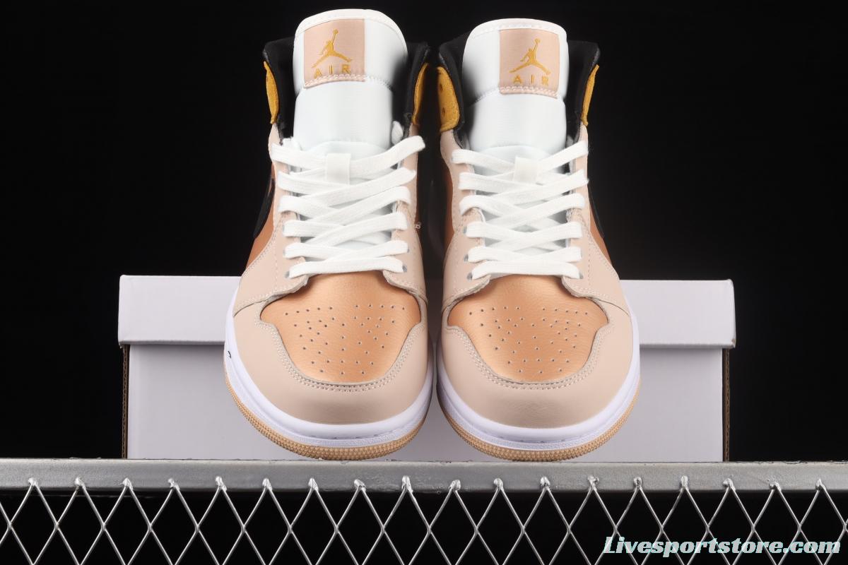 Air Jordan 1 Mid SE Particle Beige rock tea bronze Zhongbang basketball shoes DD2224-200