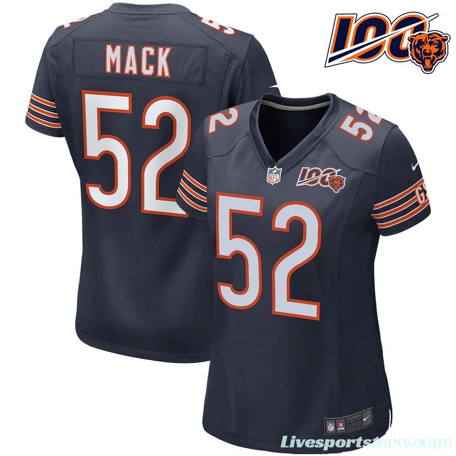 Women's Khalil Mack Navy 100th Season Player Limited Team Jersey