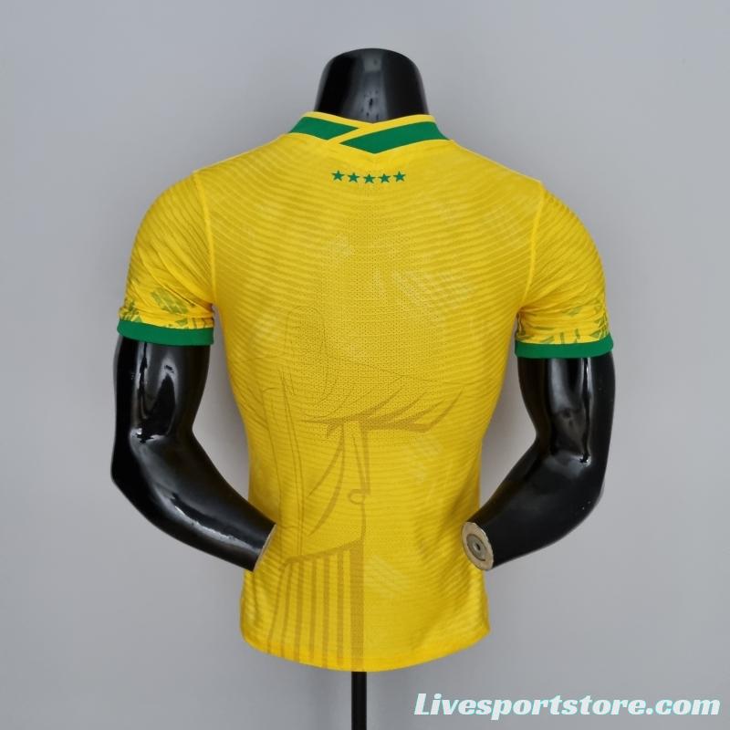 2022 Brazil Player Version Classic Yellow Soccer Jersey