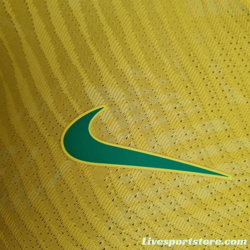 2022 Brazil Player Version Classic Yellow Soccer Jersey