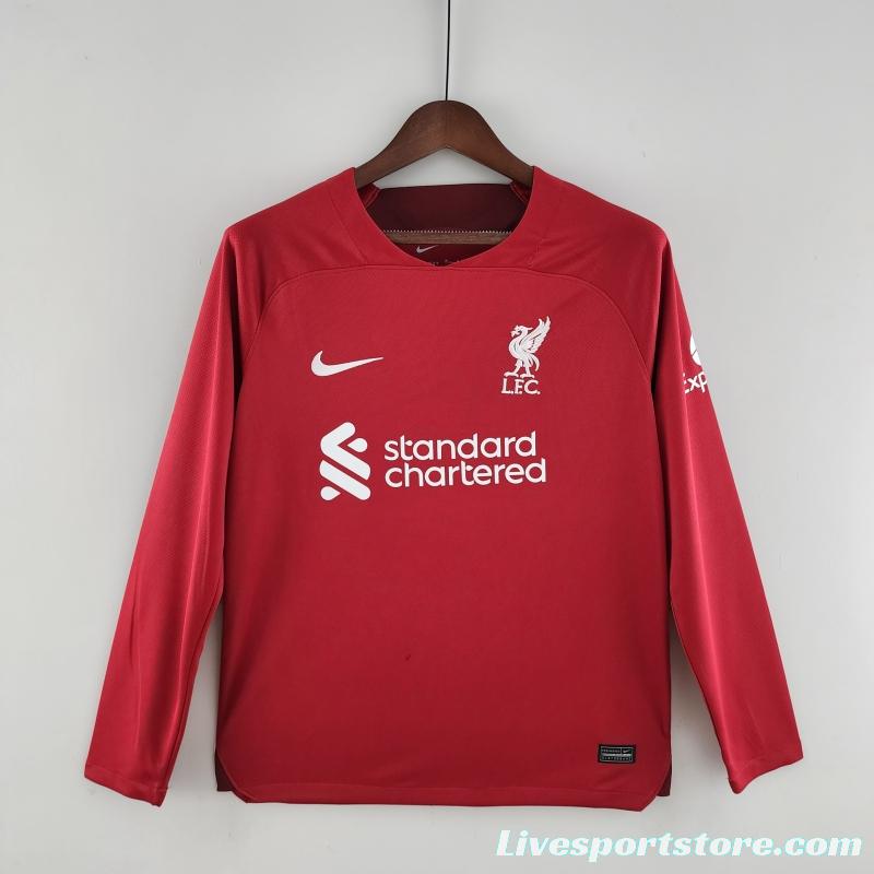 22/23 Long Sleeve Liverpool Home  Soccer Jersey