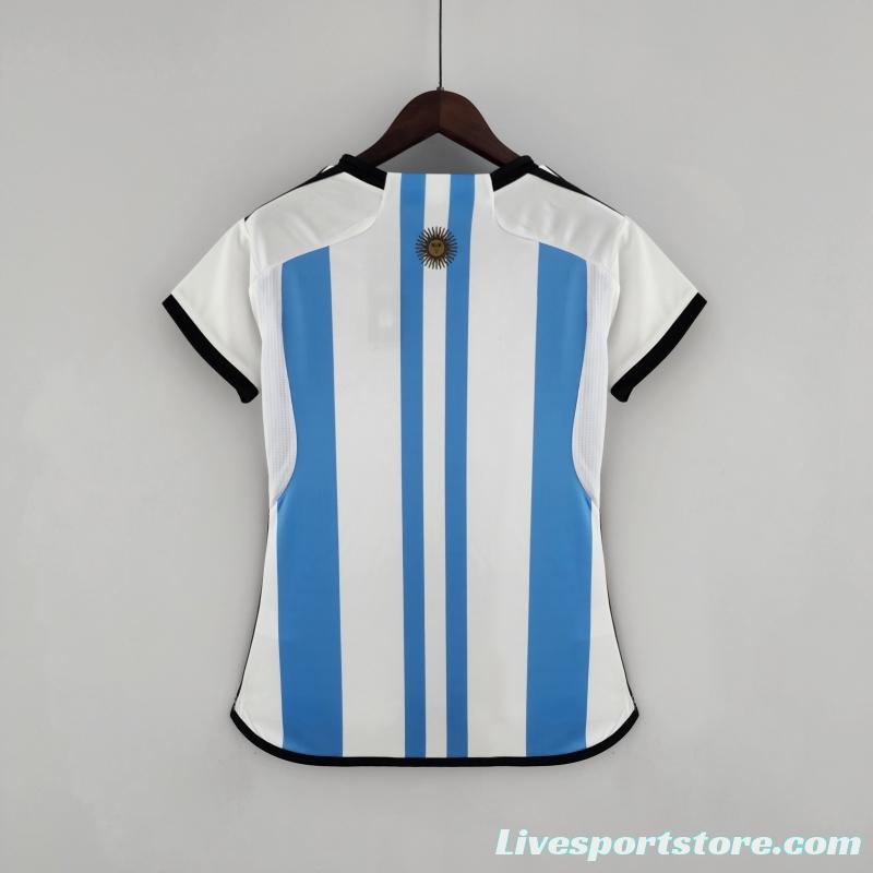 2022 Argentina Women's Home 2 Stars Soccer Jersey