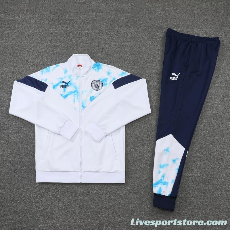 2022 Manchester City White Full Zipper Jacket Suit