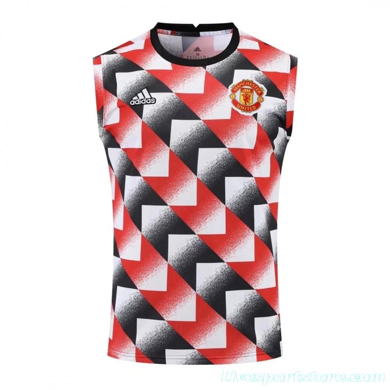 22/23 Manchester United Pre-Training Jersey Black+Red+White Vest