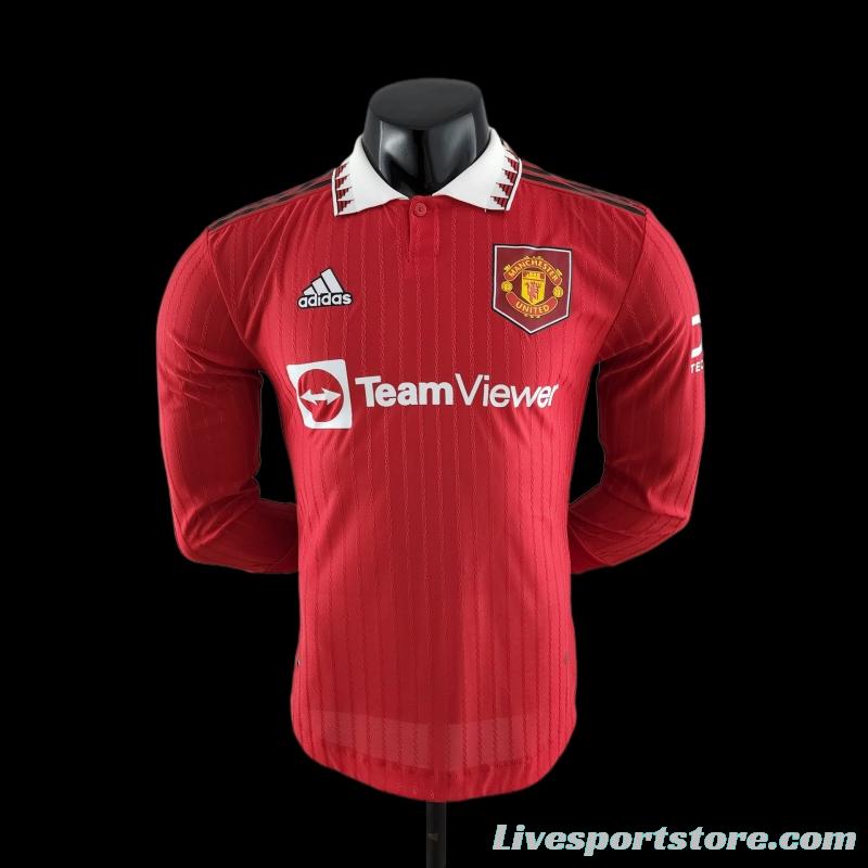 Player Version 22/23 Manchester United Long Sleeves Home Soccer Jersey