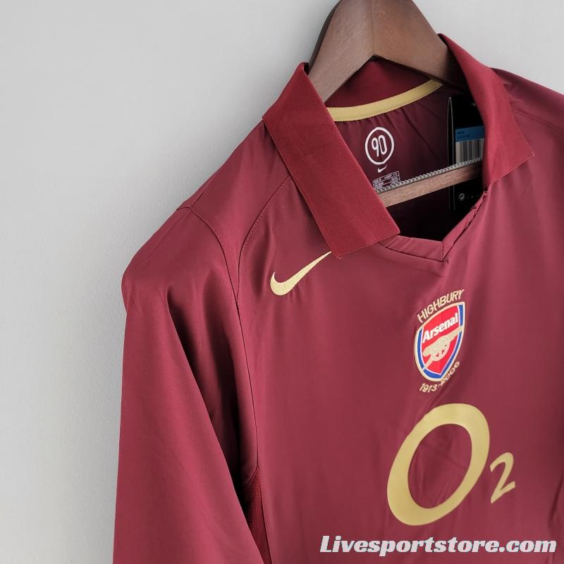 Retro Long Sleeve 05/06 Arsenal Home Soccer Jersey