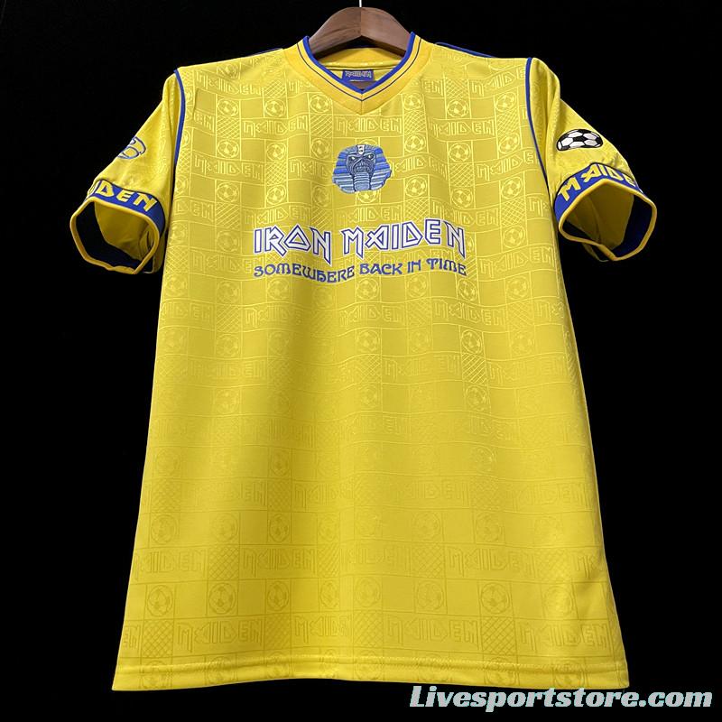 Retro 2008 West Ham Iron Maiden Yellow Jersey