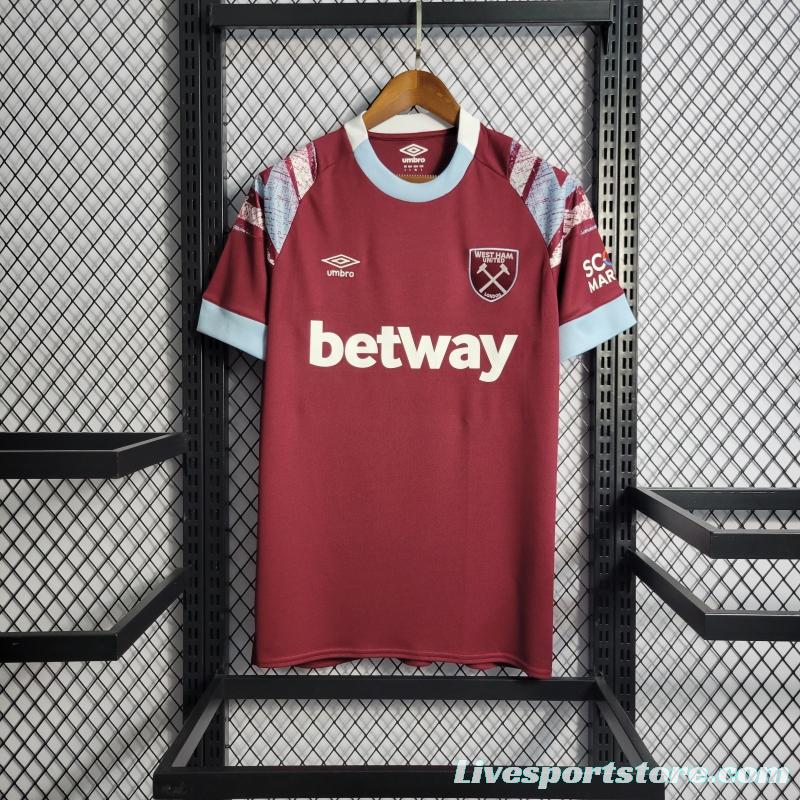 22/23 West Ham Home Soccer Jersey