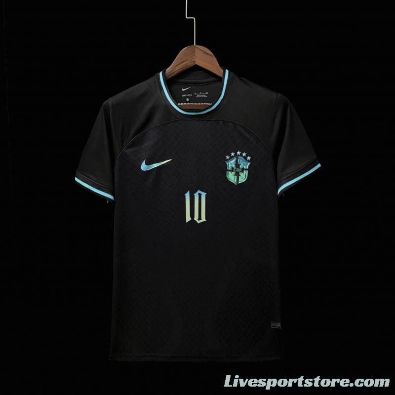 2022 Brazil Black Neymar JR #10 Printing Jersey