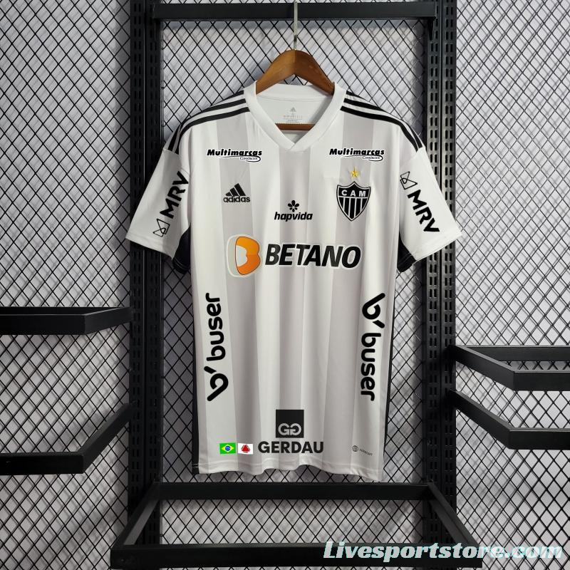 22/23 All Sponsors + Patch Atletico Mineiro Away Soccer Jersey