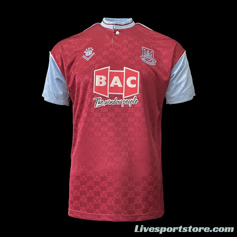 Retro 89/90 West Ham home Soccer Jersey