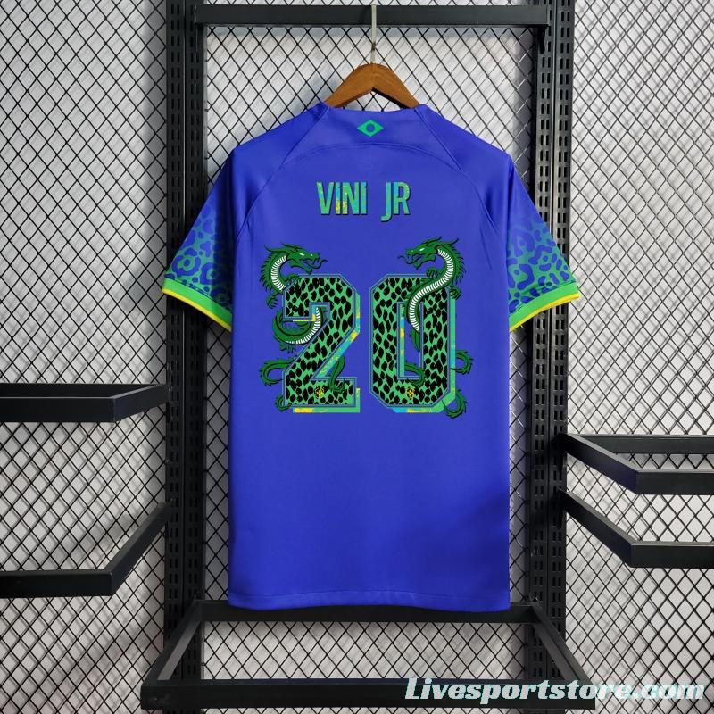 2022 Brazil Away National Team World Cup Soccer Jersey With Special Dragon Namesets