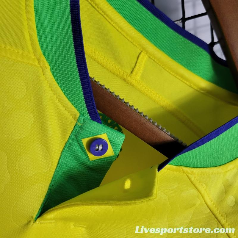 2022 Brazil Home National Team World Cup Soccer Jersey With Special Dragon Namesets