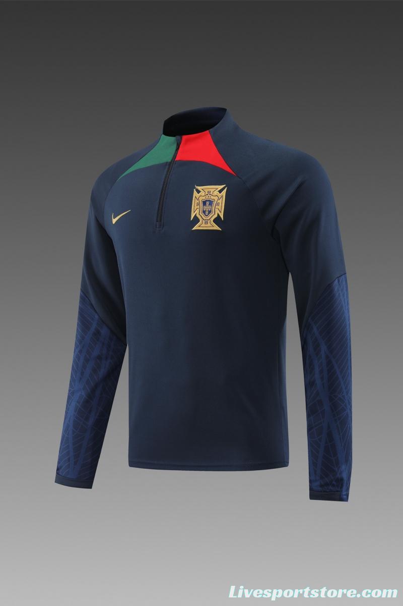 2022 Portugal Navy Half Zipper Tracksuit