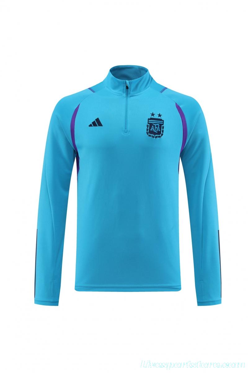 2022 Argentina Blue Half Zipper Tracksuit