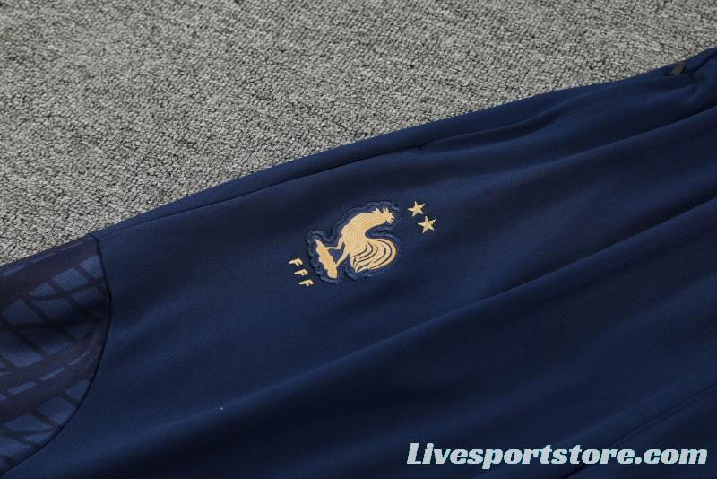 2022 France Navy Half Zipper Tracksuit Half Zipper Tracksuit