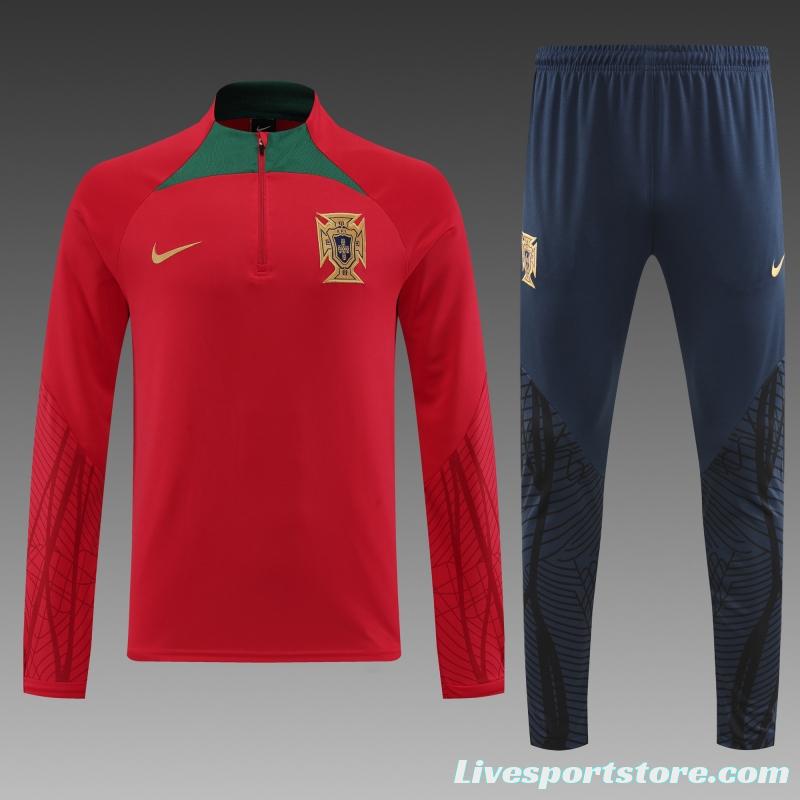 2022 Portugal Red Half Zipper Tracksuit