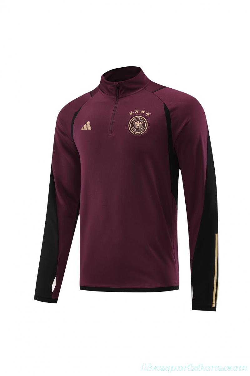 2022 Germany Wine Half Zipper Tracksuit