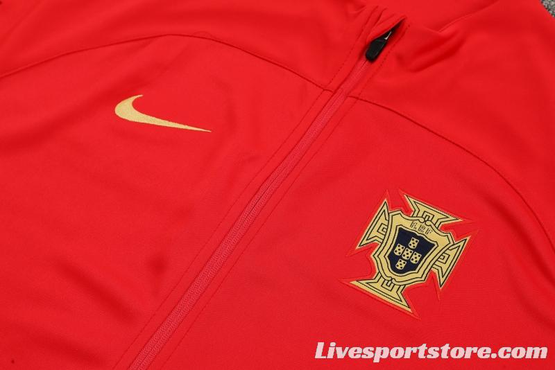 2022 Portugal Red Full Zipper Tracksuit