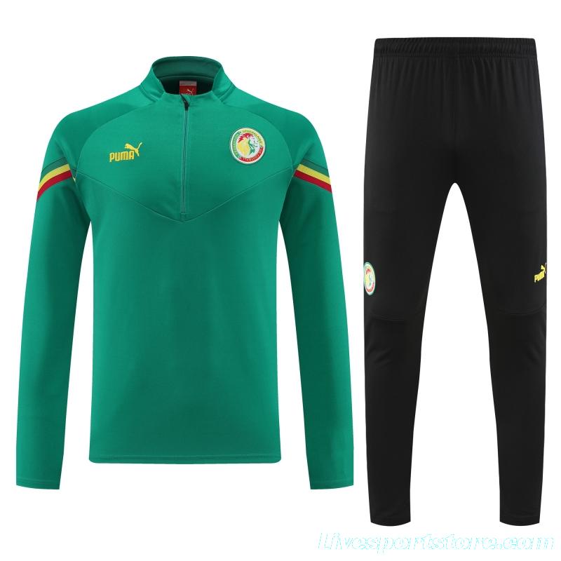 2022 Senegal Green Half Zipper Tracksuit