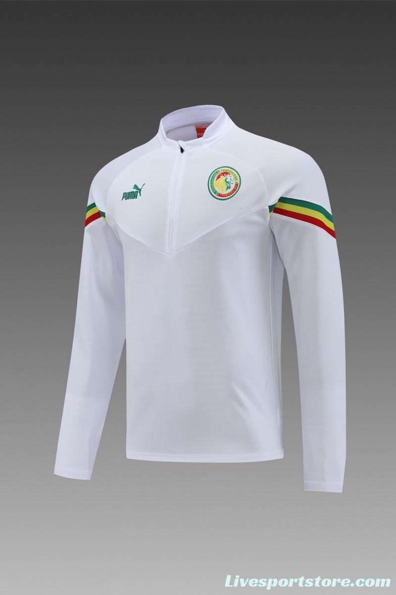 2022 Senegal White Half Zipper Tracksuit