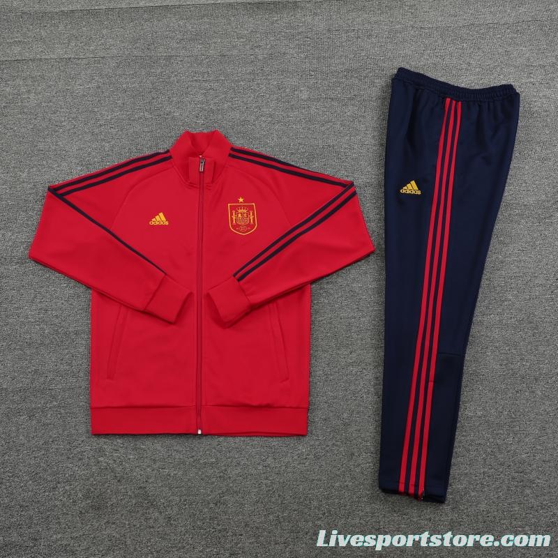 2022 Spain Red Full Zipper Tracksuit