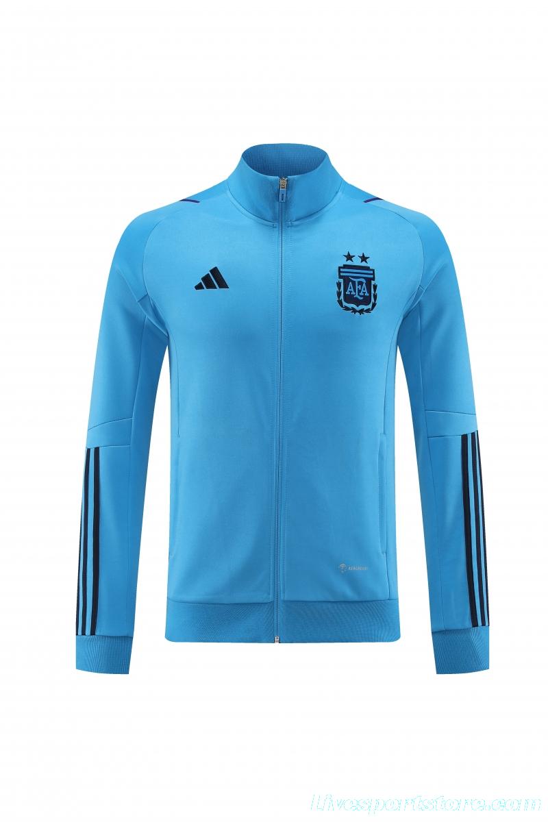 2022 Argentina Blue Full Zipper Tracksuit