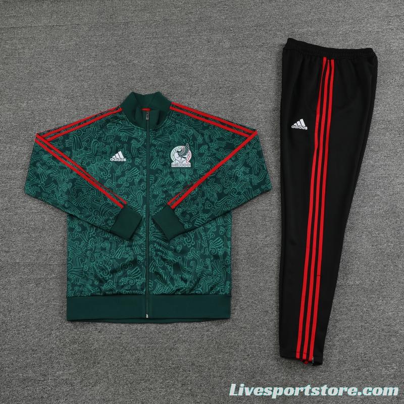 2022 Mexico Dark Green Full Zipper Tracksuit