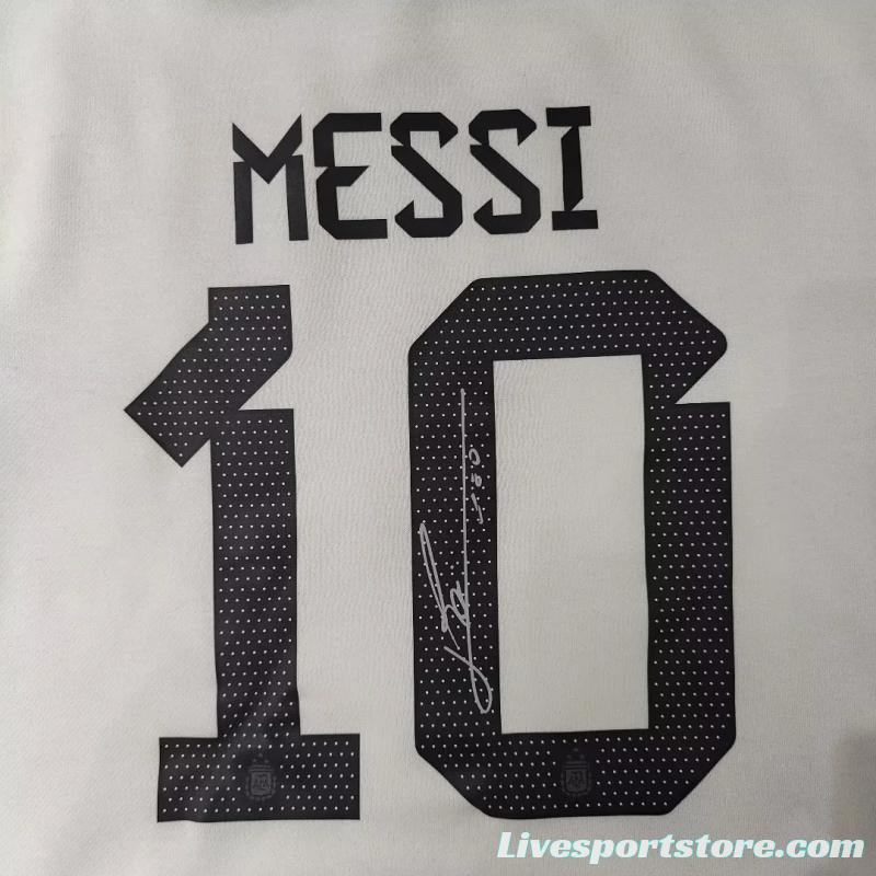 3 Stars Argentina Messi White Hoodie