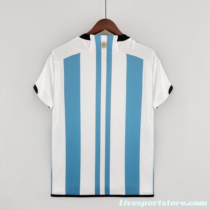 3 Stars 2022 Argentina Home Jersey CAMPEONES DEL MUNDO Printing