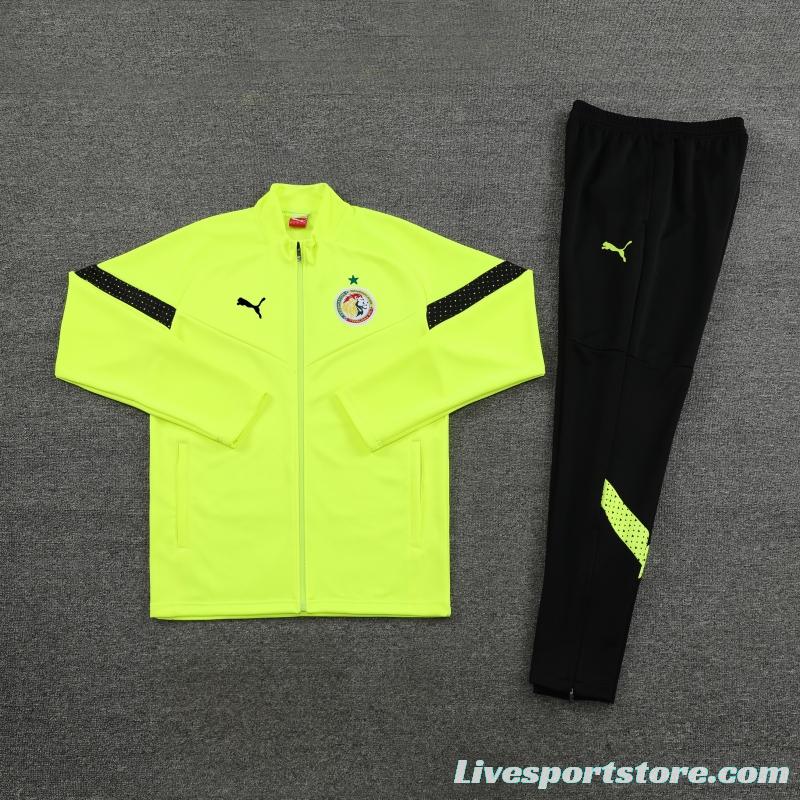 2022 Senegal Fluorescent Yellow Full Zipper Tracksuit