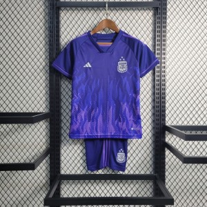 3-Stars 2023 Kids Argentina Away Purple Jersey