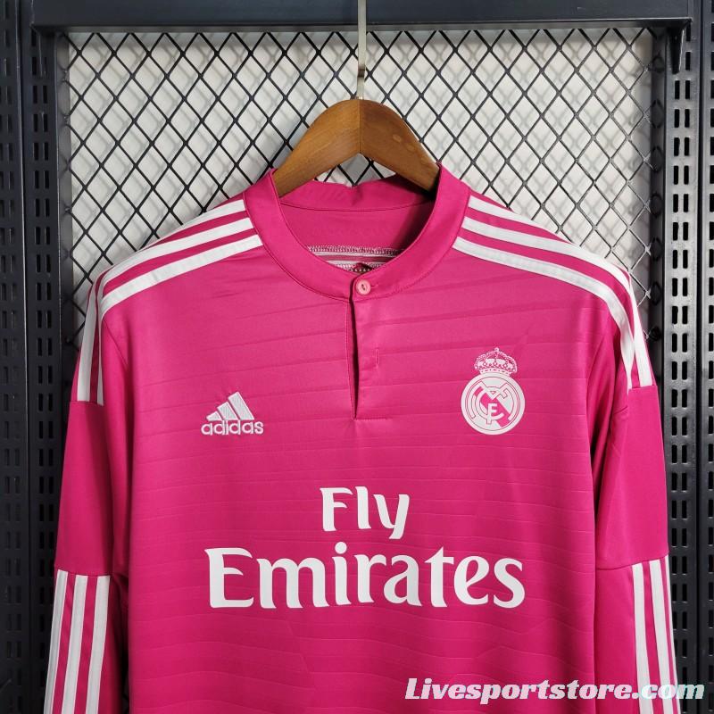 Retro 14-15 Long Sleeve Real Madrid Away Pink Jersey