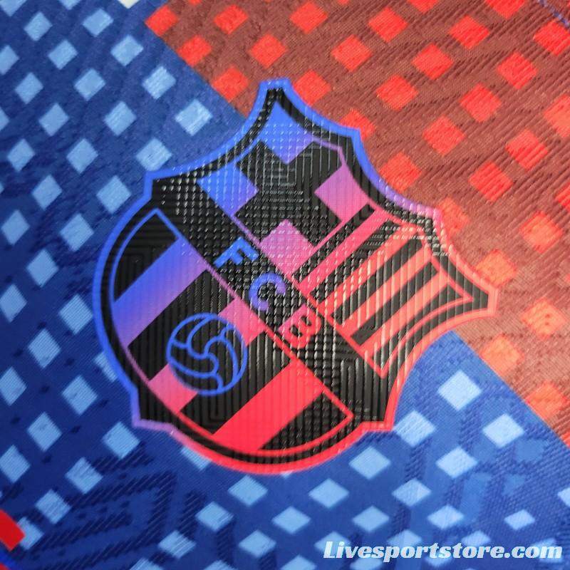 Player Version 23-24 Barcelona Blue Training Jersey Shirt